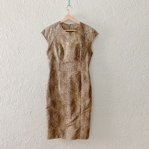 Monique Lhuillier Sheath Dress / Abstract Cheetah Pattern / Size 10
